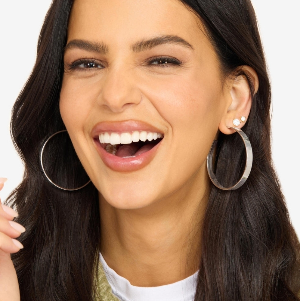 Melinda Maria Atlas Hoops 2" Silver Earrings NEW - FIRM✨️
